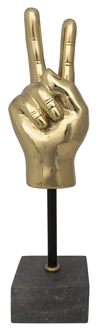 Noir Peace Sign On Stand, Brass DECOR 3 Noir Peace Sign On Stand, Brass DECOR
