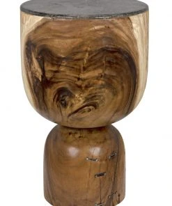 Side & End Tables Noir Kuduro Side Table With Stone Top