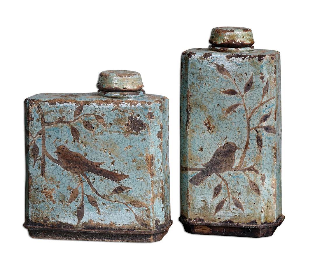 Uttermost Freya Light Sky Blue Containers, Set/2 3 Uttermost Freya Light Sky Blue Containers, Set/2