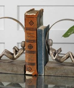 DECOR Uttermost Lounging Reader Antique Bookends Set/2