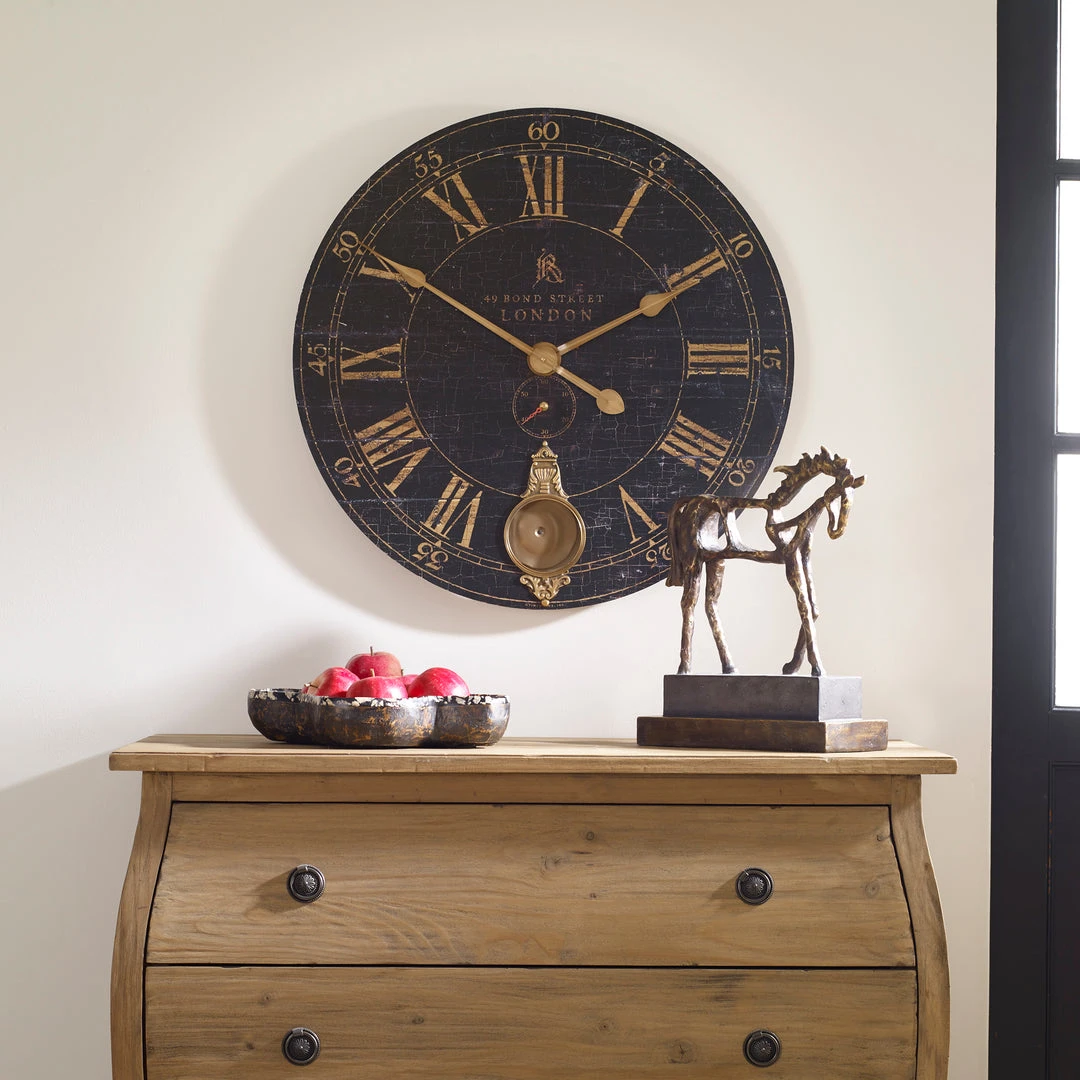 Uttermost Bond Street 30" Black Wall Clock 4 Uttermost Bond Street 30" Black Wall Clock