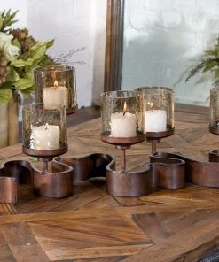 Candle Holders & Hurricanes Uttermost Ribbon Metal Candleholders