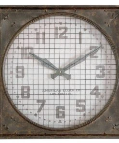 DECOR Uttermost Warehouse Wall Clock W/ Grill