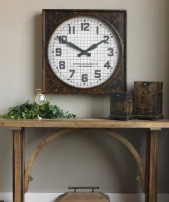 DECOR Uttermost Warehouse Wall Clock W/ Grill