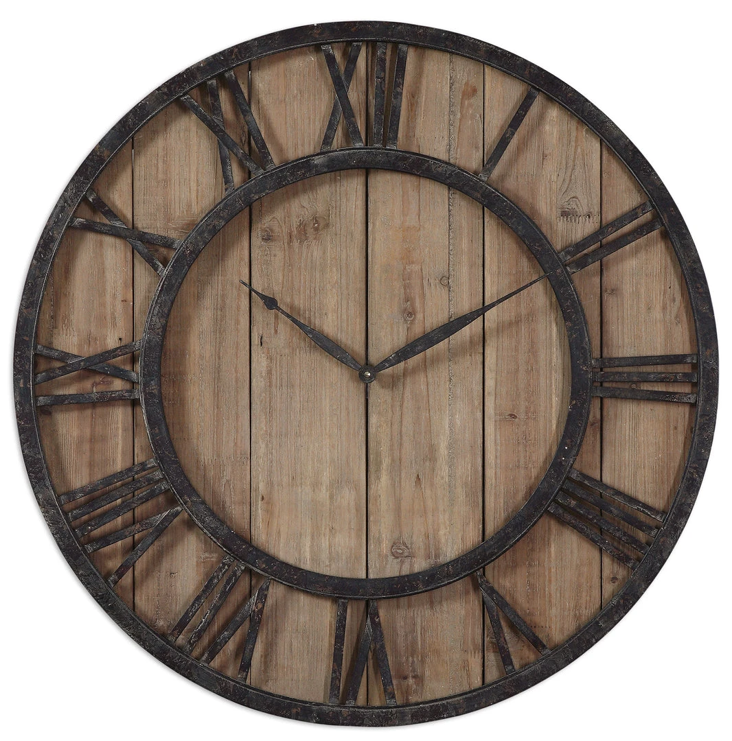 Uttermost Powell Wooden Wall Clock DECOR 3 Uttermost Powell Wooden Wall Clock DECOR