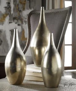 DECOR Uttermost Rajata Silver Vases S/3