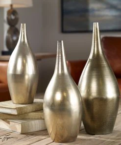 DECOR Uttermost Rajata Silver Vases S/3