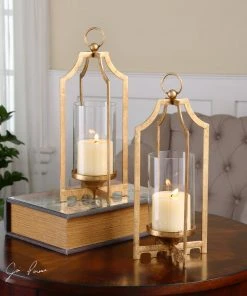 Candle Holders & Hurricanes Uttermost Lucy Gold Candleholders S/2