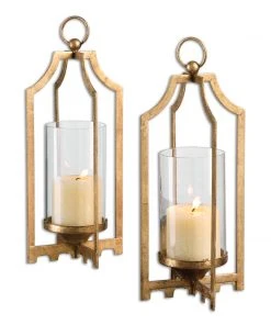 Candle Holders & Hurricanes Uttermost Lucy Gold Candleholders S/2