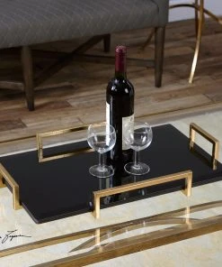 Uttermost Ettore Black Glass Tray DECOR