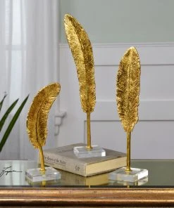 DECOR Uttermost Feathers Gold Sculpture S/3