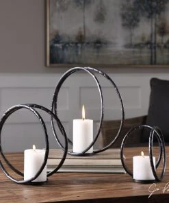 Uttermost Pina Curved Metal Candleholders S/3 Candle Holders & Hurricanes