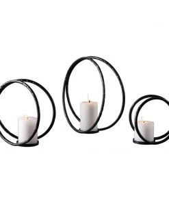 Uttermost Pina Curved Metal Candleholders S/3 Candle Holders & Hurricanes
