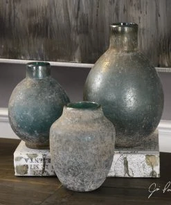 Uttermost Mercede Weathered Blue-Green Vases S/3