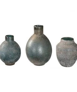 Uttermost Mercede Weathered Blue-Green Vases S/3