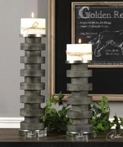 Candle Holders & Hurricanes Uttermost Karun Concrete Candleholders S/2