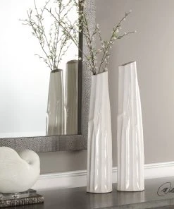 Uttermost Kenley Crackled White Vases S/2 DECOR
