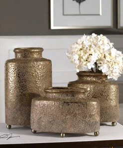 Uttermost Kallie Metallic Golden Vessels S/3