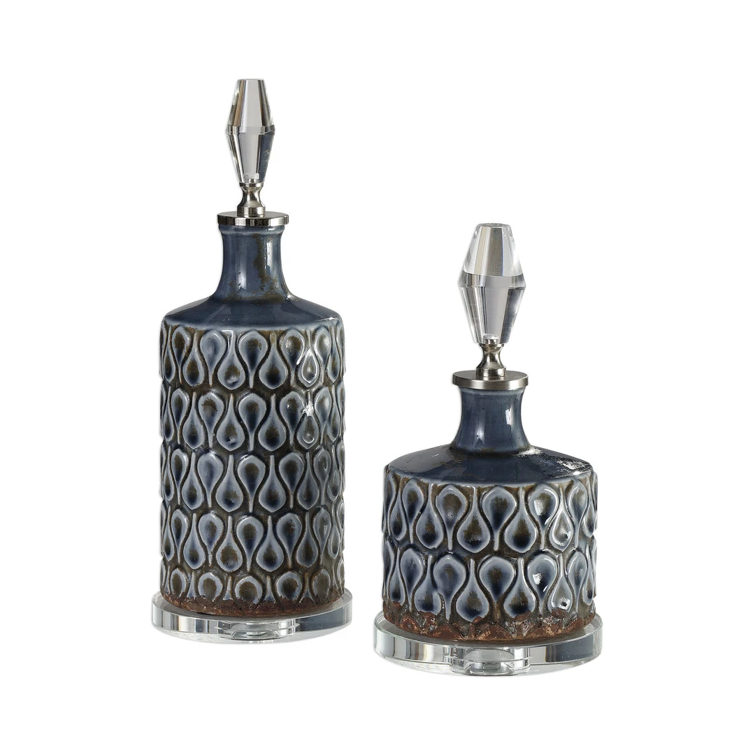 Uttermost Varuna Cobalt Blue Bottles S/2 3 Uttermost Varuna Cobalt Blue Bottles S/2