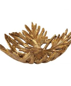 DECOR Uttermost Oak Leaf Metallic Gold Bowl