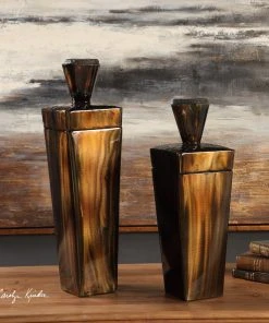 Vases, Jars, & Bottles Uttermost Lisa Brown Steel Containers, S/2