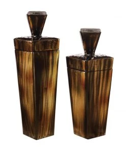 Vases, Jars, & Bottles Uttermost Lisa Brown Steel Containers, S/2