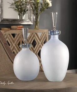 DECOR Uttermost Leah Bubble Glass Containers S/2