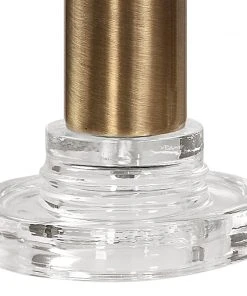 Uttermost Leslie Brushed Brass Candleholders, S/2