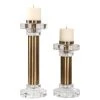 Uttermost Leslie Brushed Brass Candleholders, S/2