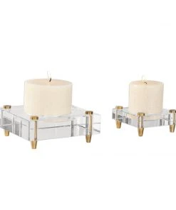 Candle Holders & Hurricanes Uttermost Claire Crystal Block Candleholders, S/2