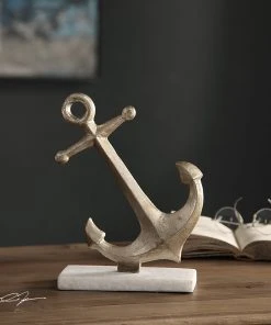 DECOR Uttermost Drop Anchor Antique Gold Sculpture