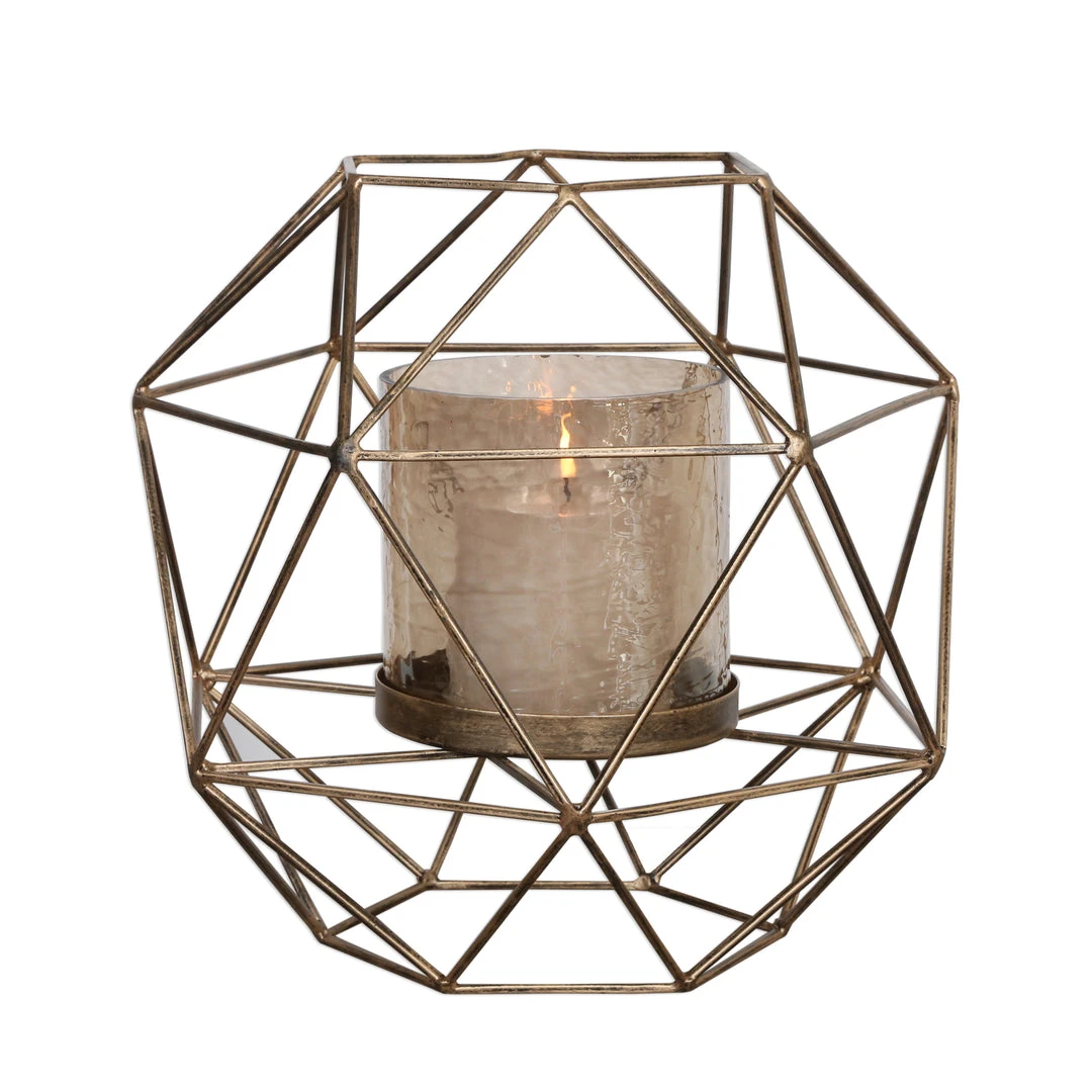 Candle Holders & Hurricanes Uttermost Myah Geometric Gold Candleholder