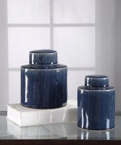 Uttermost Saniya Blue Containers, S/2 Vases, Jars, & Bottles