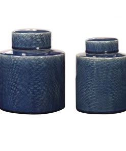 Uttermost Saniya Blue Containers, S/2 Vases, Jars, & Bottles