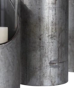 Uttermost Karter Iron & Glass Candleholders Set/3 Candle Holders & Hurricanes