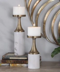 Uttermost Castiel Marble Candleholders, Set/2 Candle Holders & Hurricanes