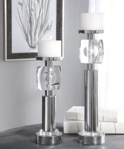 Uttermost Kyrie Nickel Candleholders, Set/2 Candle Holders & Hurricanes 10 Uttermost Kyrie Nickel Candleholders, Set/2 Candle Holders & Hurricanes