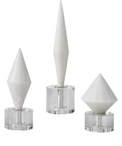 Uttermost Alize White Stone Sculptures S/3 DECOR