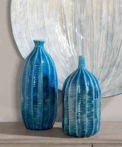 Uttermost Bixby Blue Vases, S/2