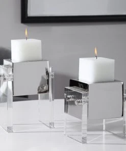 Candle Holders & Hurricanes Uttermost Sutton Square Candleholders, S/2 10 Candle Holders & Hurricanes Uttermost Sutton Square Candleholders, S/2