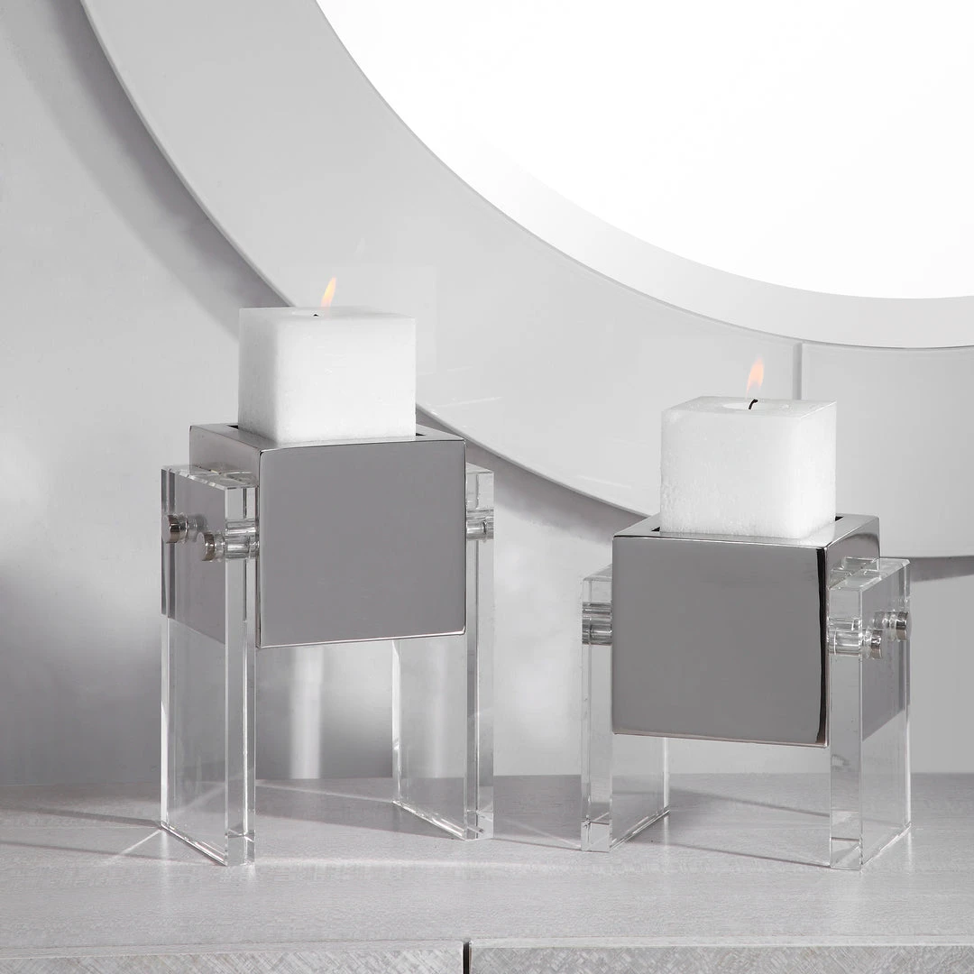 Candle Holders & Hurricanes Uttermost Sutton Square Candleholders, S/2 4 Candle Holders & Hurricanes Uttermost Sutton Square Candleholders, S/2