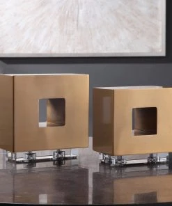 Uttermost Rooney Brass Cubes, S/2