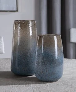 DECOR Uttermost Ione Seeded Glass Vases, S/2