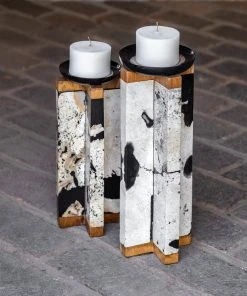 Candle Holders & Hurricanes Uttermost Illini Stone Candleholders, S/2