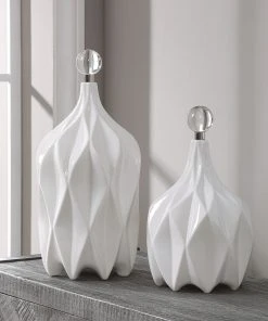 DECOR Uttermost Klara White Bottles, S/2
