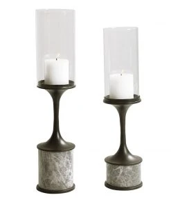 Uttermost Deane Marble Candleholders, S/2