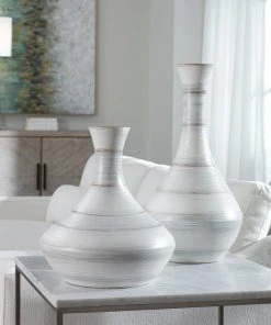 DECOR Uttermost Potter Fluted Striped Vases, S/2
