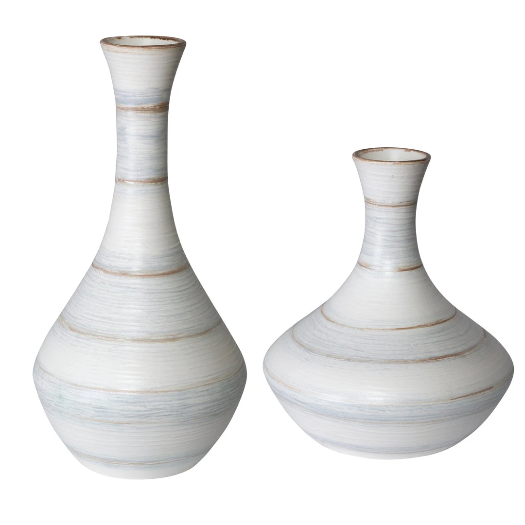 DECOR Uttermost Potter Fluted Striped Vases, S/2 3 DECOR Uttermost Potter Fluted Striped Vases, S/2