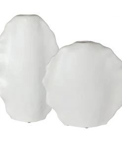 Uttermost Ruffled Feathers Modern White Vases, S/2