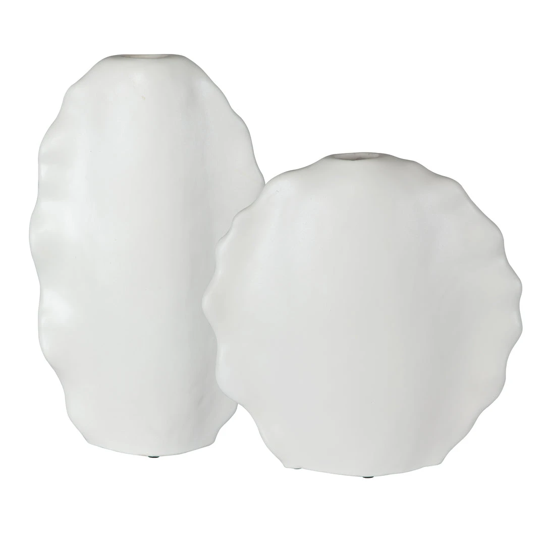 Uttermost Ruffled Feathers Modern White Vases, S/2 3 Uttermost Ruffled Feathers Modern White Vases, S/2